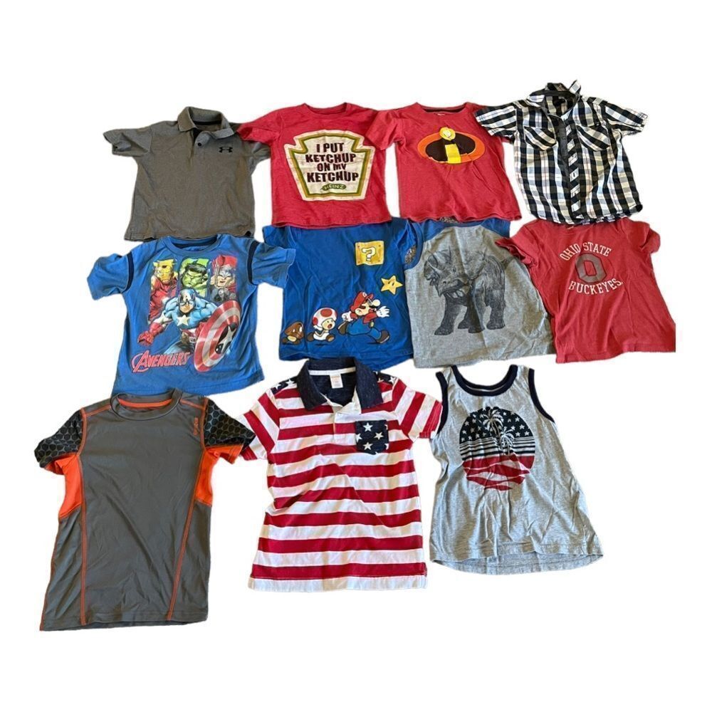 Mixed lot of boys shirts Most size 5 see photos for sizes